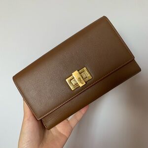 FENDI PURSE CONTINENTAL LEATHER BROWN BROWN WOMEN